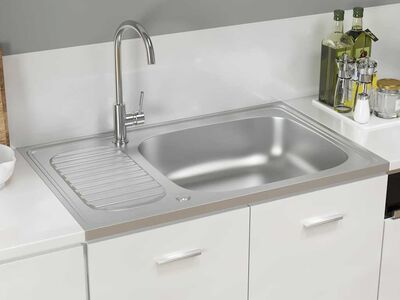 vidaXL valamu äravoolukomplekt, hõbe, 800x500x155 mm, roostevaba teras