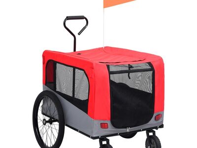vidaXL kaks ühes lemmiklooma rattatreiler ja jooksukäru punane, hall