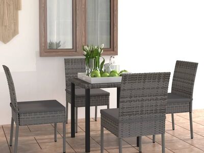 vidaXL 5-osaline aiamööbli komplekt, polürotang, hall