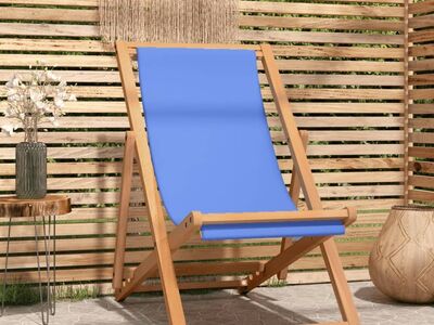 vidaXL päevitustool, tiikpuust, 56 x 105 x 96 cm, sinine