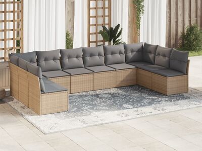 vidaXL 10-osaline aiadiivani komplekt patjadega, beež, polürotang