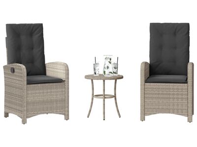 vidaXL 3-osaline bistrookomplekt istmepatjadega, helehall, polürotang