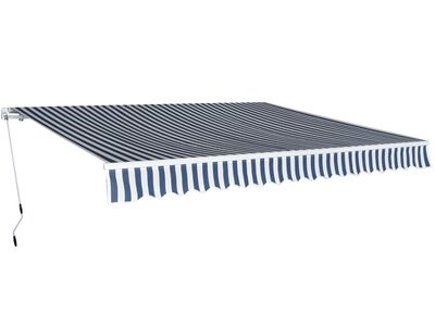 vidaXL kokkupandav varikatus, käsitsi kasutatav, 400 cm sinine/valge