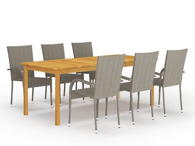 vidaXL 7-osaline aiamööblikomplekt, hall
