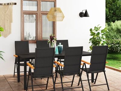 vidaXL 7-osaline aiamööblikomplekt, must ja pruun