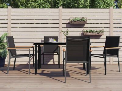 vidaXL aiatoolid 4 tk, must, 55 x 61,5 x 90 cm, tekstileen ja teras