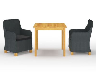 vidaXL 3-osaline aiamööbli komplekt, tumehall