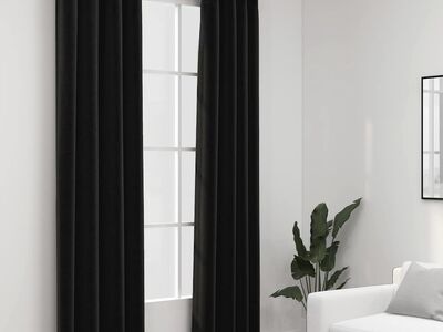 vidaXL linase välimusega pimendavad kardinad 2 tk antratsiit 140x225cm