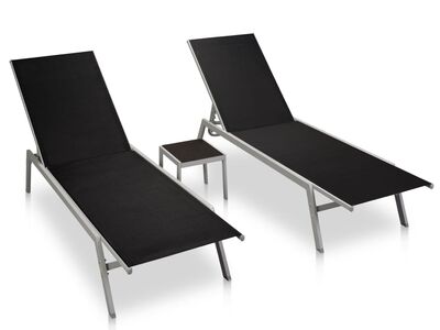 vidaXL lamamistoolid 2 tk lauaga, teras ja textilene, must