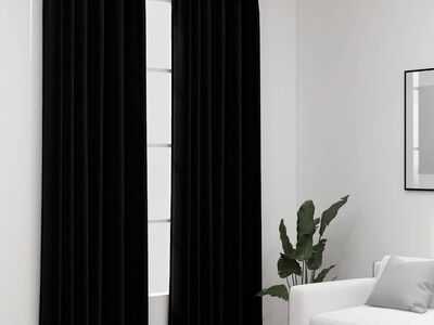 vidaXL pimendavad kardinad konksudega, 2 tk must 140 x 245 cm