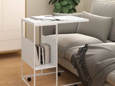 vidaXL lisalaud ratastega, valge, 55 x 36 x 63,5 cm, tehispuit