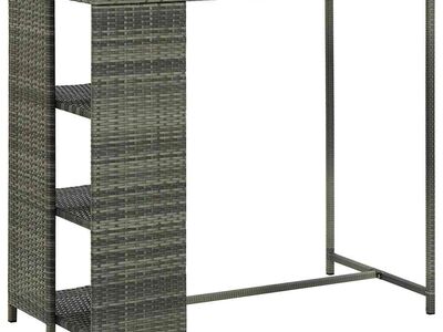 vidaXL baarilaud hoiuriiuliga, hall, 120 x 60 x 110 cm, polürotang
