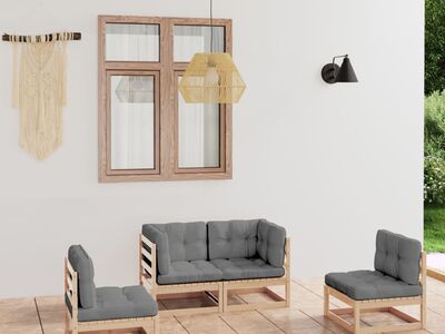 vidaXL 4-osaline aiamööblikomplekt istmepatjadega, männipuit