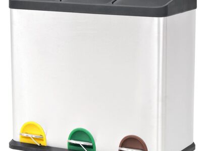 vidaXL prügi sorteerimise prügikast roostevabast terasest, 54 l