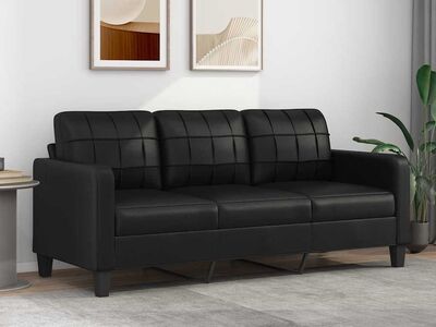vidaXL kolmekohaline diivan, must, 180 cm, kunstnahk