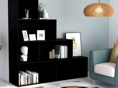 vidaXL raamaturiiul/ruumijagaja must 155 x 24 x 160 cm tehispuit
