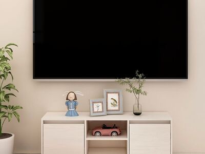 vidaXL telerikapp, valge, 110x30x40 cm, täismännipuit