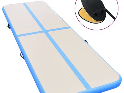 vidaXL täispumbatav võimlemismatt pumbaga 600 x 100 x 10 cm PVC sinine