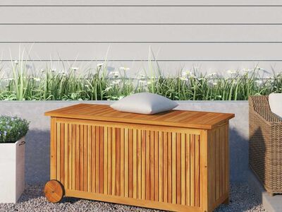 vidaXL ratastega aia hoiukast, 113 x 50 x 58 cm, akaatsiapuit