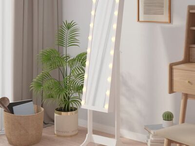 vidaXL eraldiseisev peegel LED-tuledega, valge, 34 x 37 x 146 cm