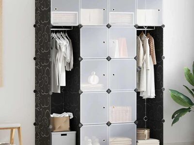 vidaXL modulaarne kapp 14 sektsiooni must ja valge 37 x 146 x 180,5 cm