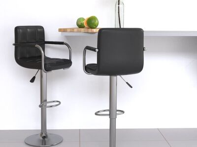 vidaXL baaripukid 2 tk, must, kunstnahk