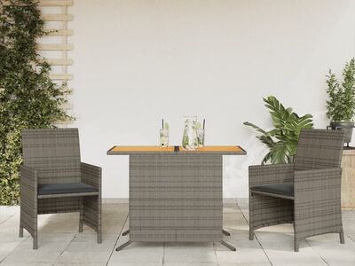 vidaXL 3-osaline bistrookomplekt istmepatjadega, hall, polürotang