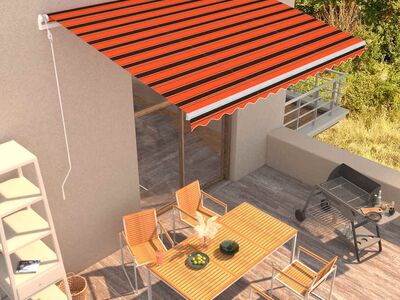 vidaXL automaatselt sissetõmmatav varikatus 400x300 cm, oranž ja pruun