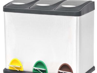 vidaXL prügi sorteerimise prügikast roostevabast terasest, 24 l