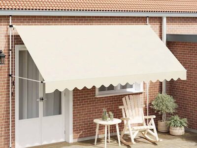 vidaXL käsitsi sissetõmmatav varikatus, 400 cm, kreemjasvalge