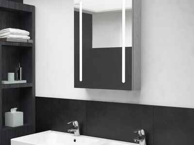 vidaXL LED vannitoa peegelkapp, betoonhall, 50 x 13 x 70 cm