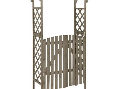 vidaXL väravaga lehtla, 116 x 40 x 204 cm, hall, täiskuusepuit