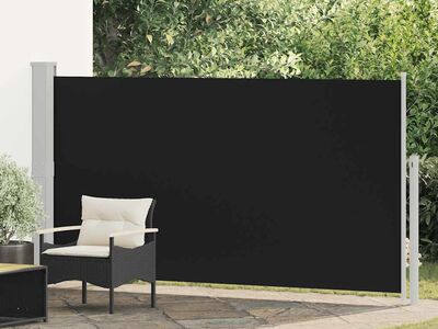 vidaXL lahtitõmmatav terrassi külgsein, 170 x 300 cm, must