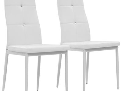 vidaXL söögitoolid 2 tk, valge, kunstnahk