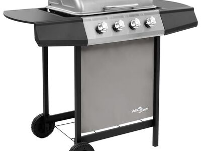 vidaXL gaasigrill 4 põletiga, must ja hõbedane