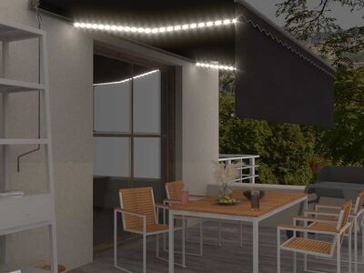 vidaXL automaatne varikatus LED, tuuleandur, 5x3 m, antratsiit