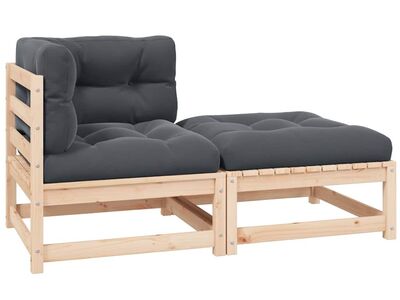 vidaXL 2-osaline aiamööbli komplekt istmepatjadega, valge, männipuit