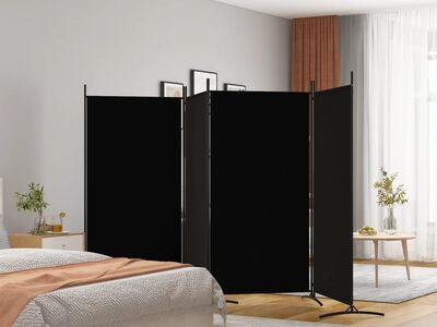 vidaXL 4 paneeliga sirm, must, 346x180 cm, kangas