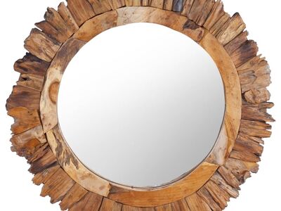 vidaXL seinapeegel, 60 cm, tiikpuu, ümmargune