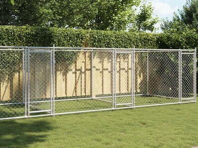 vidaXL koeraaedik, ustega, hall, 8 x 2 x 1,5 m, tsingitud teras