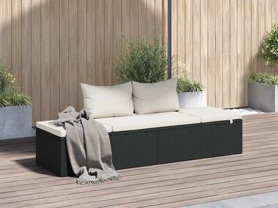 vidaXL lamamistool, must, 195 x 60 cm, polürotang