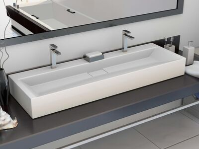 vidaXL valamu 120 x 46 x 11 cm mineraalvalatis/marmorvalatis, valge