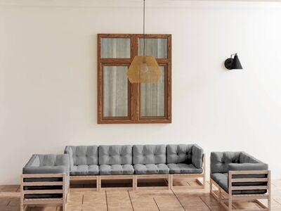 vidaXL 8-osaline aiamööblikomplekt istmepatjadega, männipuit