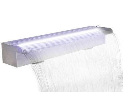 Ristkülikukujuline basseini purskkaev LED-tuledega terasest 60 cm