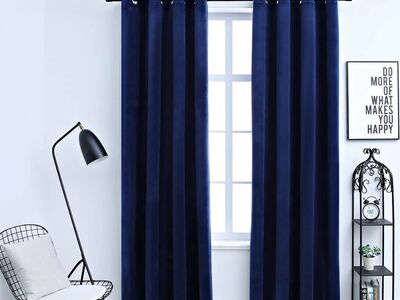 vidaXL pimendavad kardinad rõngastega 2 tk, samet, sinine 140 x 245 cm