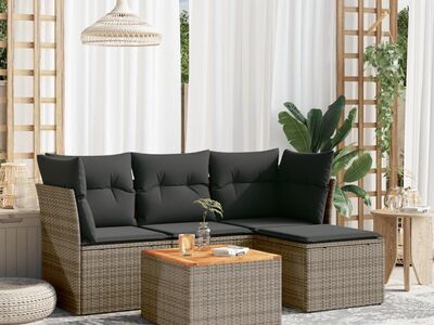 vidaXL 5-osaline aiamööblikomplekt istmepatjadega, polürotang, hall