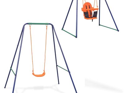 vidaXL kaks-ühes ühe istmega kiik ja väikelapse kiik, oranž