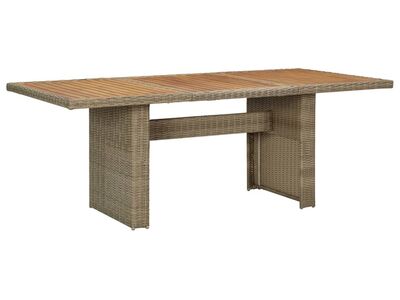 vidaXL aia söögilaud, pruun, 200 x 100 x 74 cm, polürotang