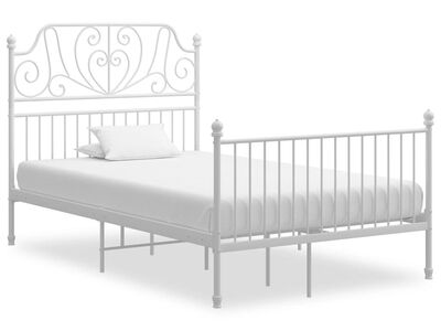 vidaXL voodiraam, valge, metall, 120 x 200 cm