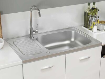 vidaXL valamu äravoolukomplekt, hõbe, 800x500x155 mm, roostevaba teras